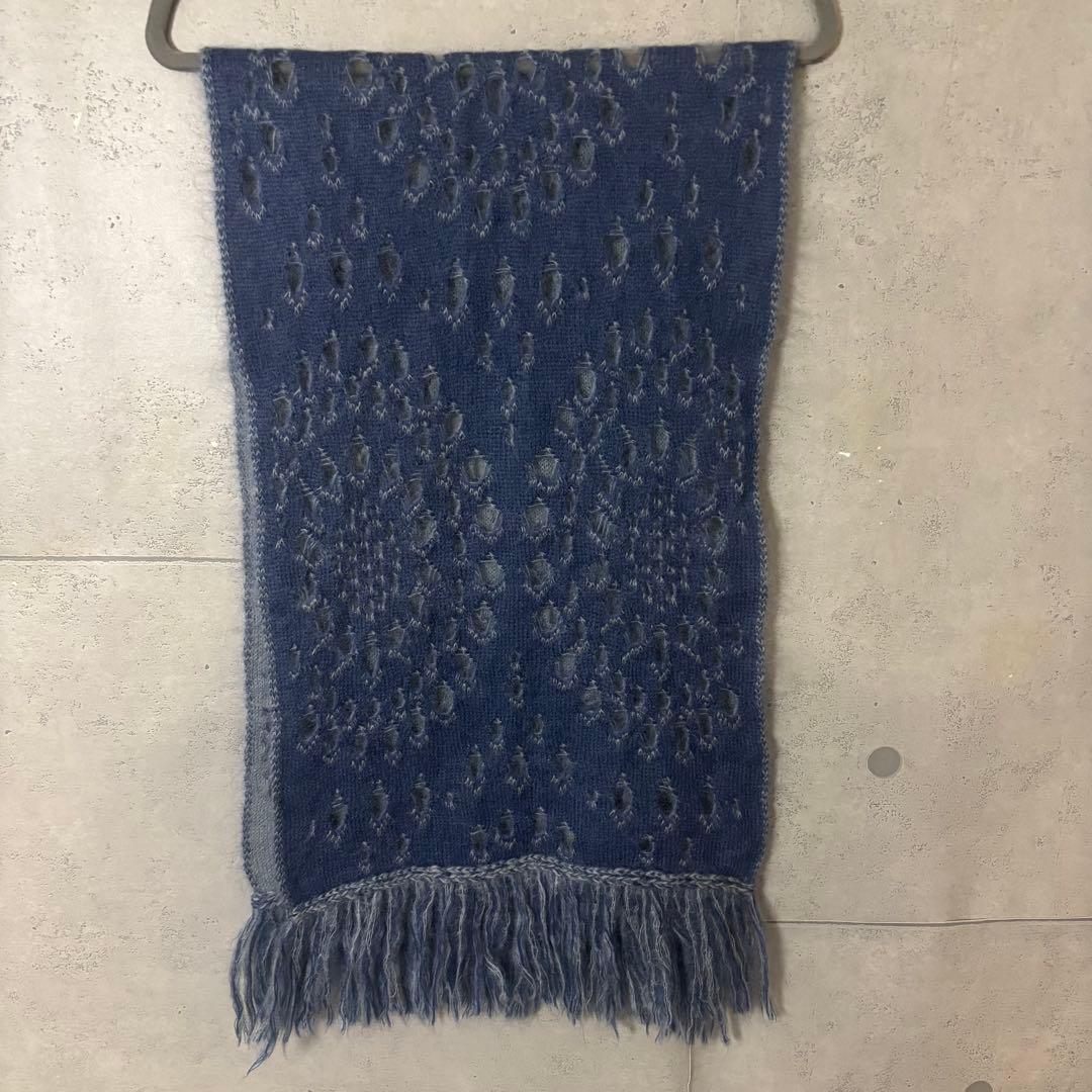 ［美品］ディオール　ガリアーノ期　ブロークンニット　フリンジ　マフラー