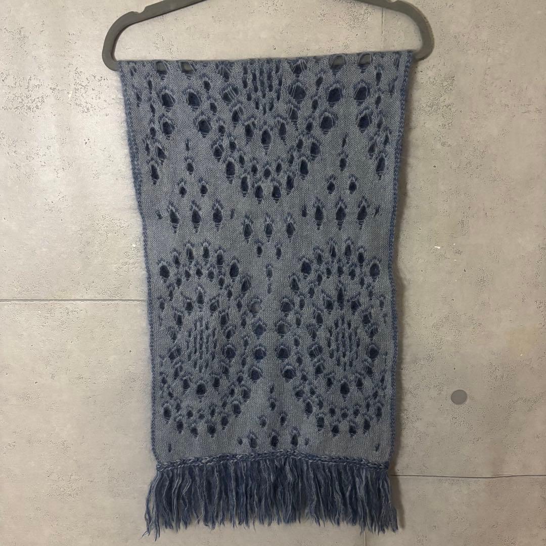 ［美品］ディオール　ガリアーノ期　ブロークンニット　フリンジ　マフラー