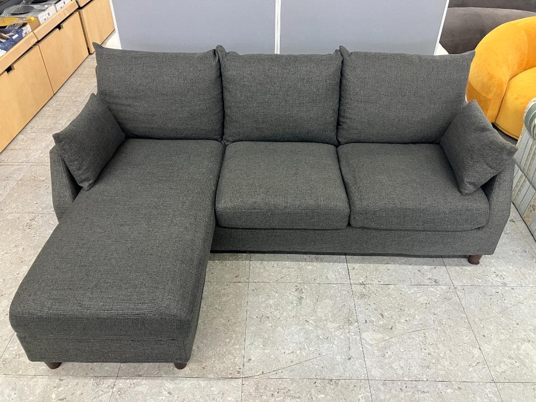 KEYUCA 3人掛けソファ オットマン付き グレー