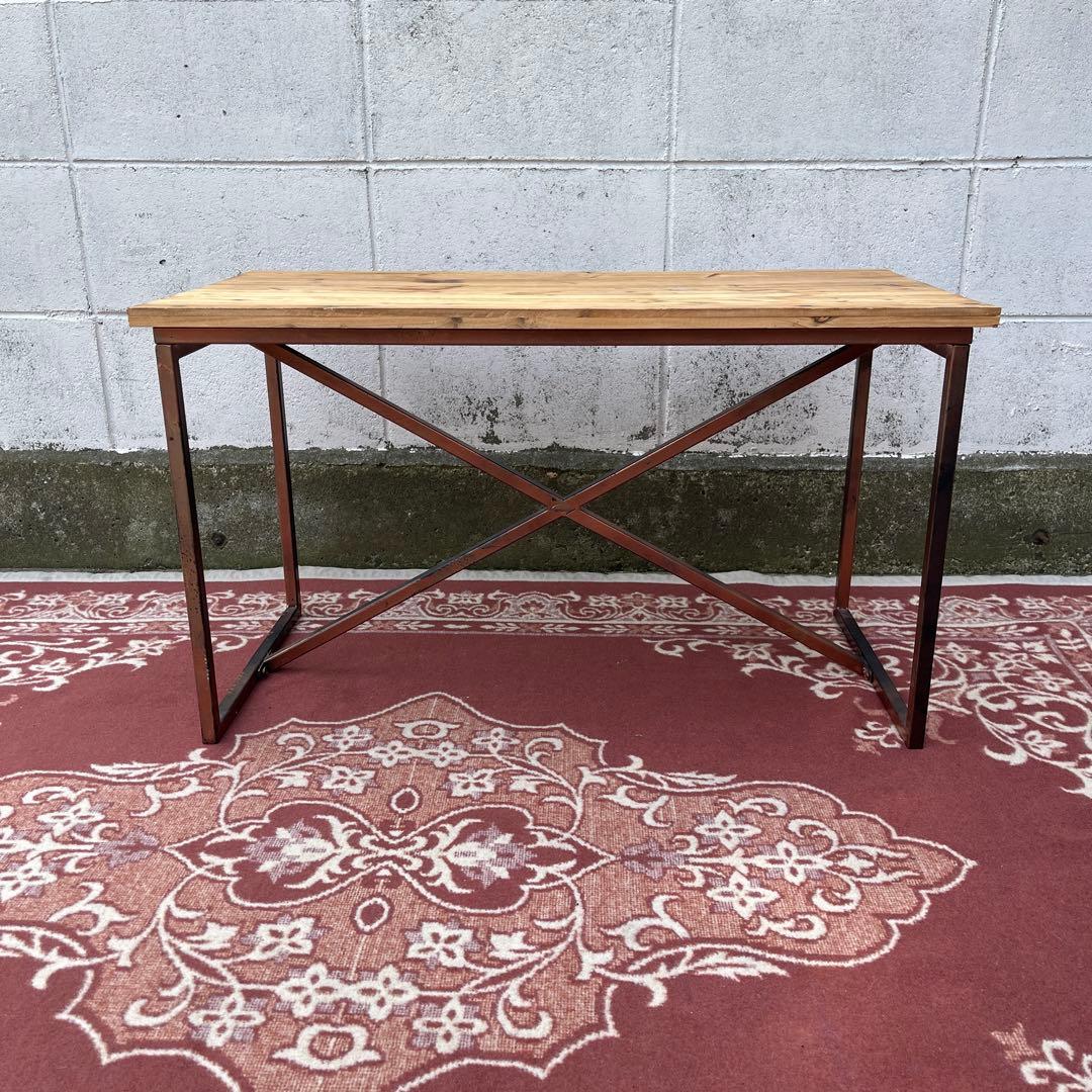 古家具◾️古材天板×金属製フレーム ローテーブル コーヒーテーブル サイドテーブル