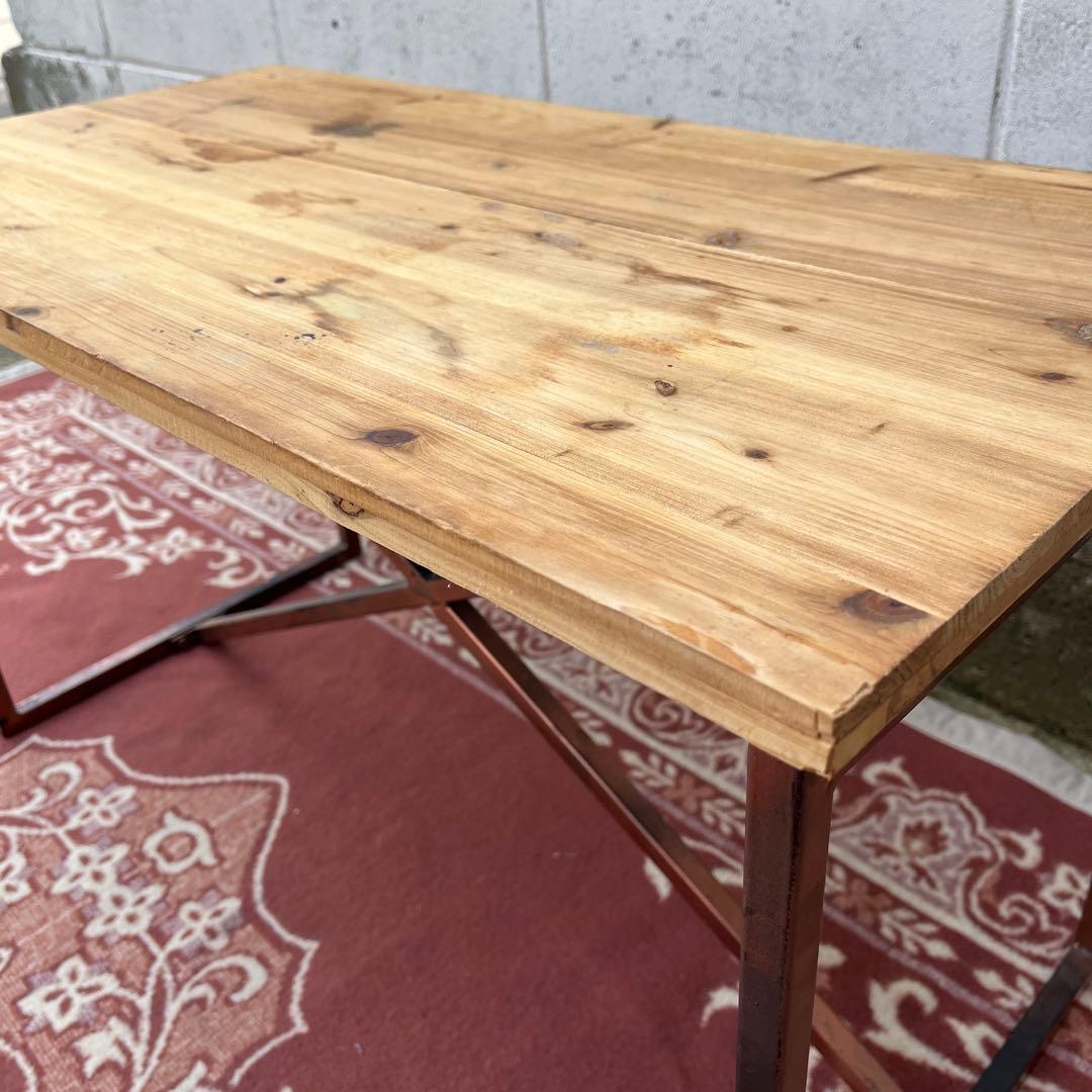 古家具◾️古材天板×金属製フレーム ローテーブル コーヒーテーブル サイドテーブル