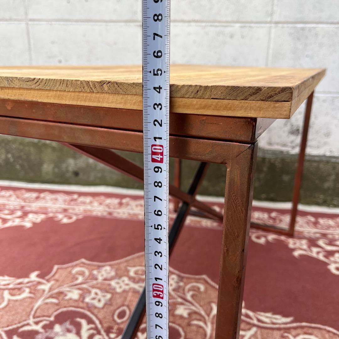 古家具◾️古材天板×金属製フレーム ローテーブル コーヒーテーブル サイドテーブル