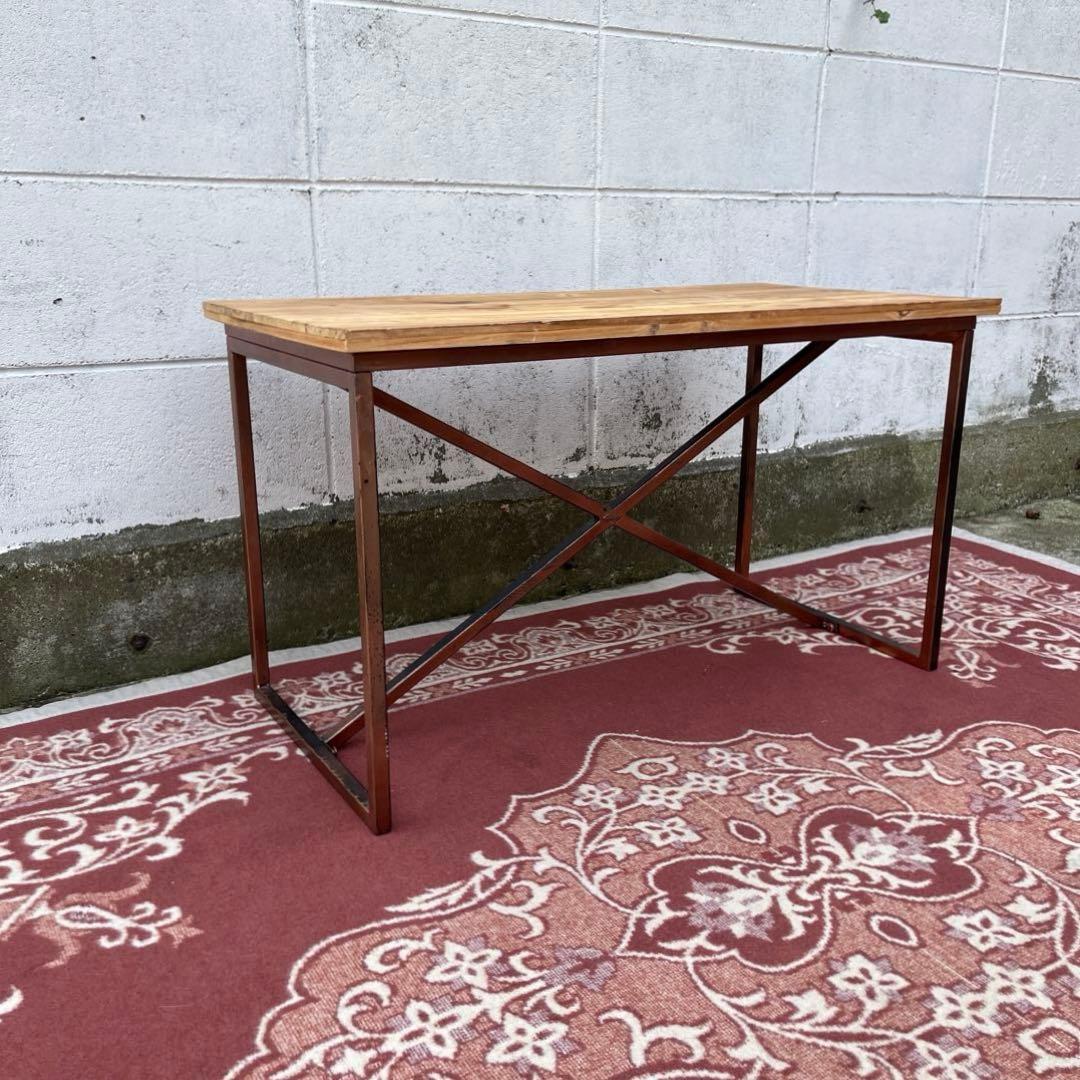 古家具◾️古材天板×金属製フレーム ローテーブル コーヒーテーブル サイドテーブル