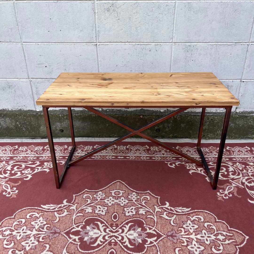 古家具◾️古材天板×金属製フレーム ローテーブル コーヒーテーブル サイドテーブル