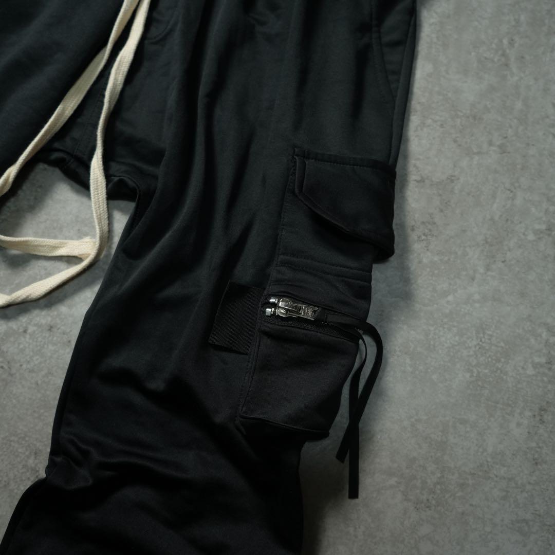 mnml カーゴパンツ ジャージ生地 ドリップ UKドリル ブラック ジョガー