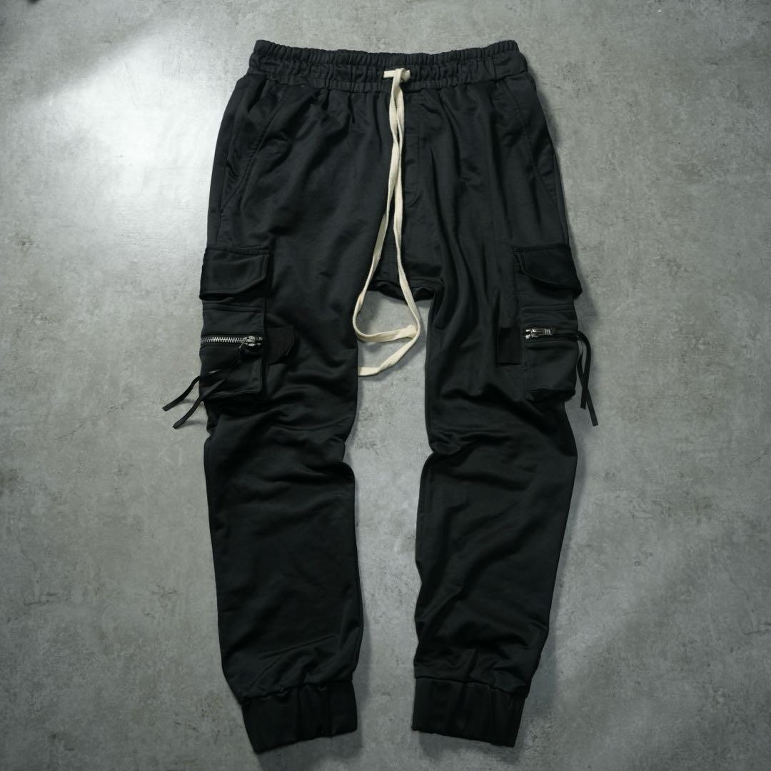 mnml カーゴパンツ ジャージ生地 ドリップ UKドリル ブラック ジョガー