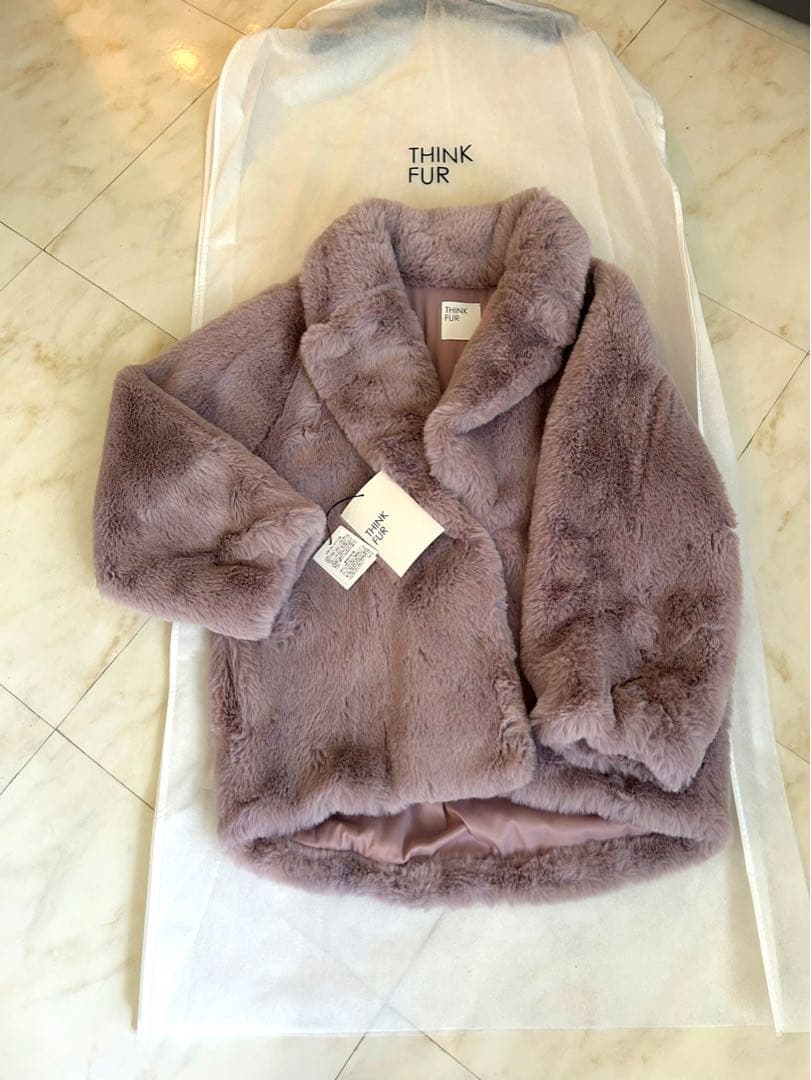 タグ付き未使用品THINK Fur Short Jacket 希少なラベンダー