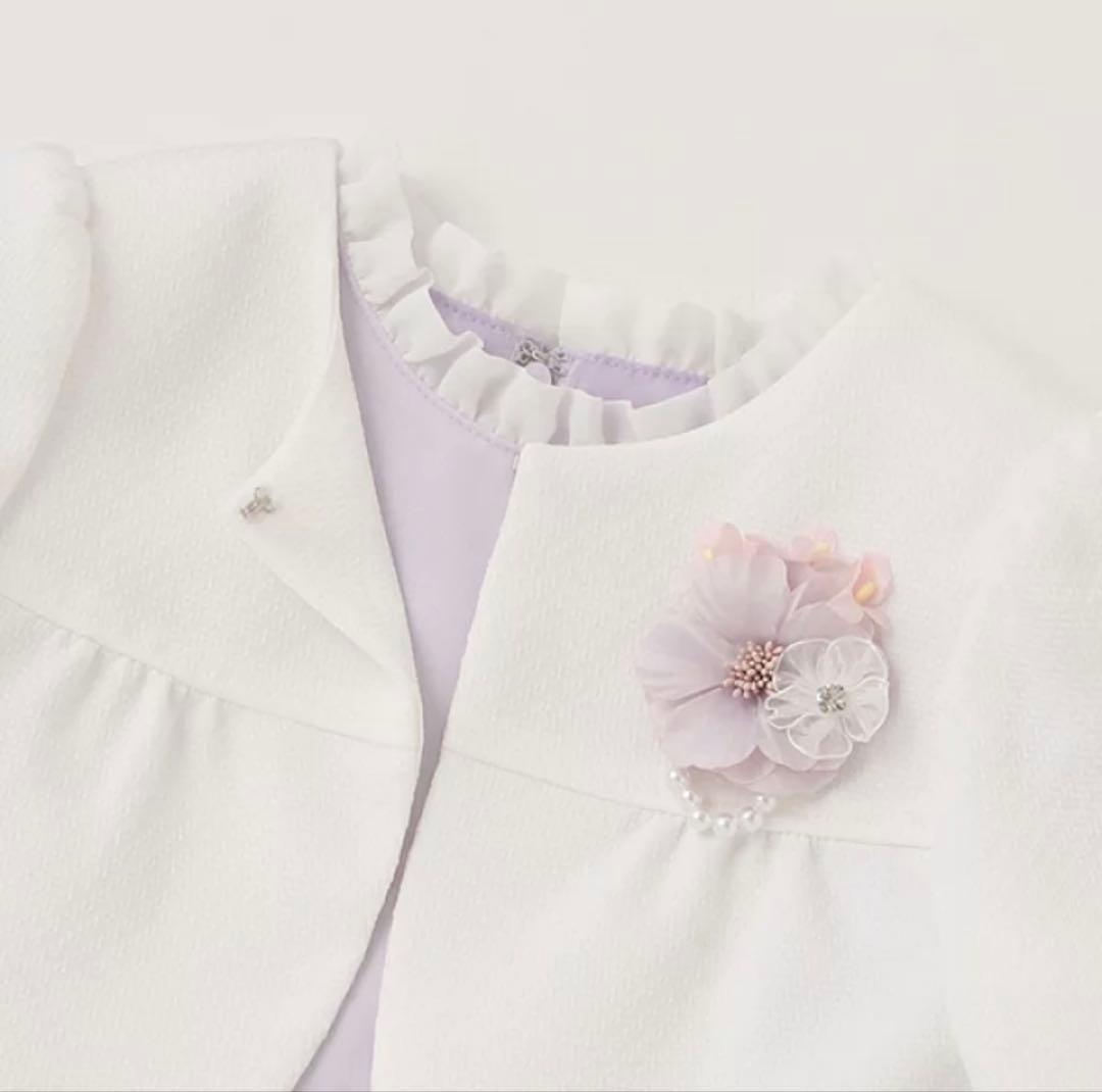 【美品】petit main　お花レースアンサンブル　130