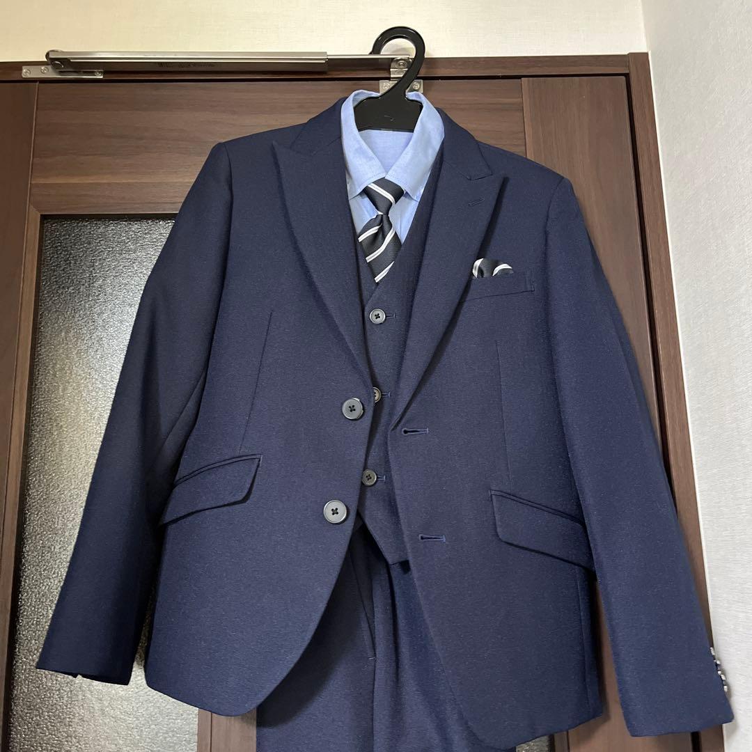 卒業式　男の子　スーツ　6点セット　150サイズ　ネイビー