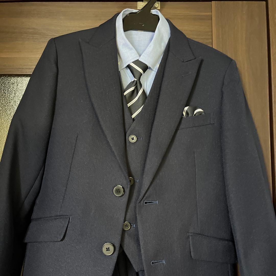 卒業式　男の子　スーツ　6点セット　150サイズ　ネイビー