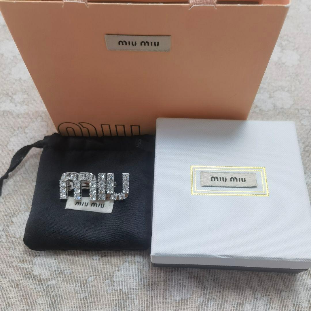 ミュウミュウ シルバー クリスタルヘアクリップ