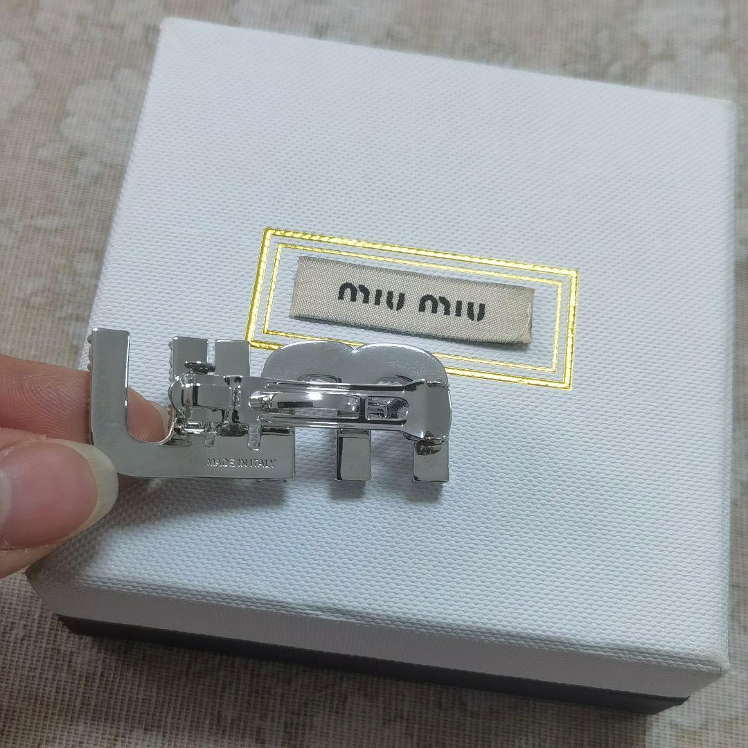 ミュウミュウ シルバー クリスタルヘアクリップ
