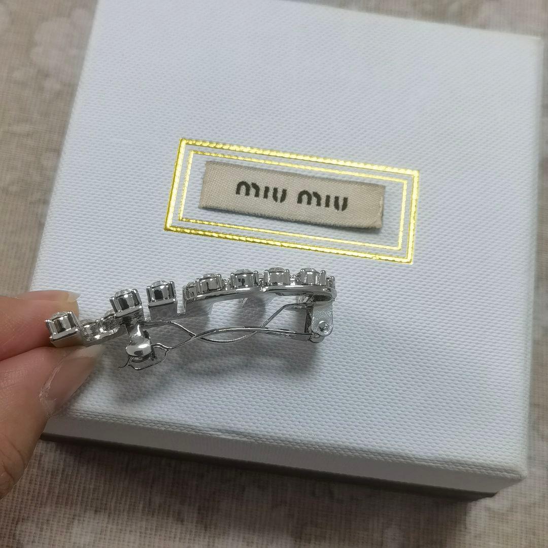 ミュウミュウ シルバー クリスタルヘアクリップ