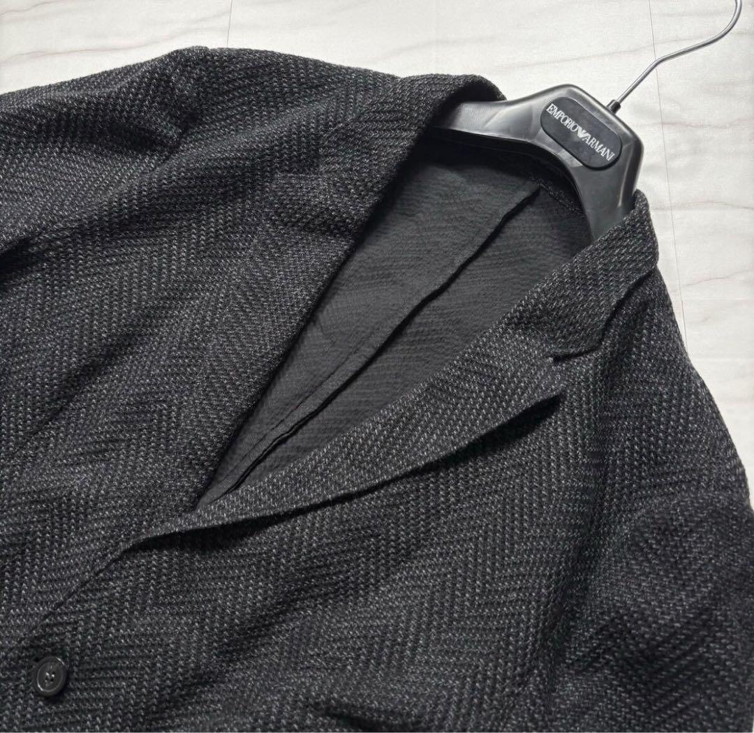 エンポリオアルマーニ ヘリンボーン ストレッチ テーラードジャケット 現行黒タグ