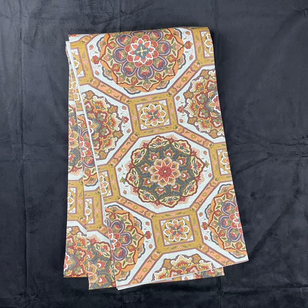 正絹　柳瀬聖仙　本瓜綴　明綴れ 花紋 模様織出し　袋帯未使用 着物 FF5-9