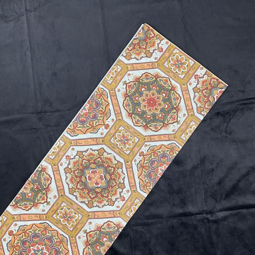 正絹　柳瀬聖仙　本瓜綴　明綴れ 花紋 模様織出し　袋帯未使用 着物 FF5-9