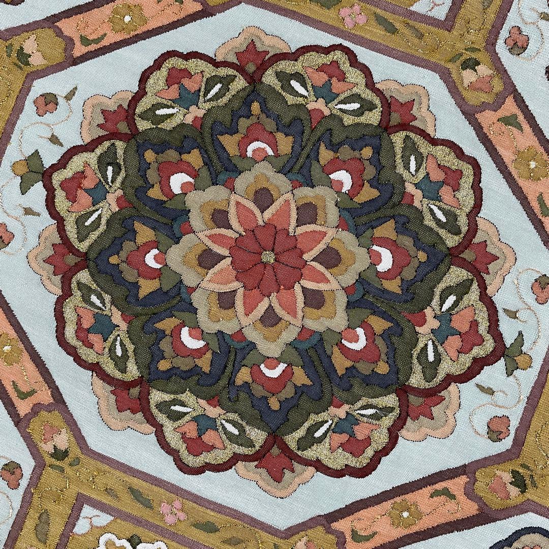 正絹　柳瀬聖仙　本瓜綴　明綴れ 花紋 模様織出し　袋帯未使用 着物 FF5-9