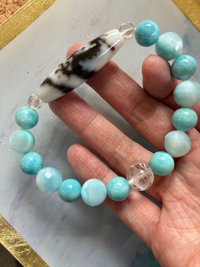 五爪皇帝天珠 ラリマーブレスレット