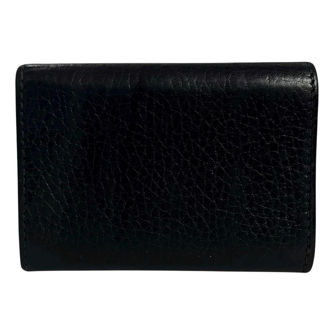 大人気✨グッチ 三つ折り財布 GGマーモント レザー ロゴ金具 黒