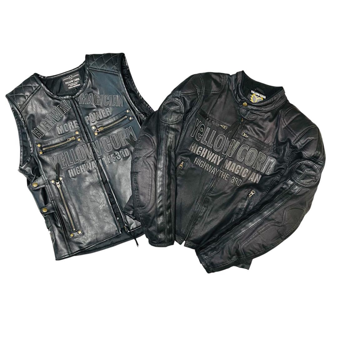 超希少✨YeLLOW CORN レザージャケット ベスト 3way バイカー　L