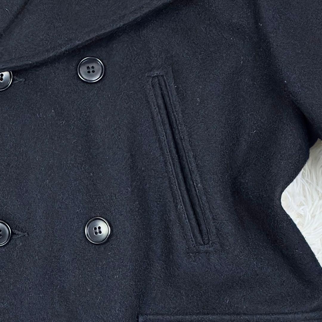 美品　フィデリティ　ユナイテッドアローズ別注　ウールメルトン　ピーコート　L　黒