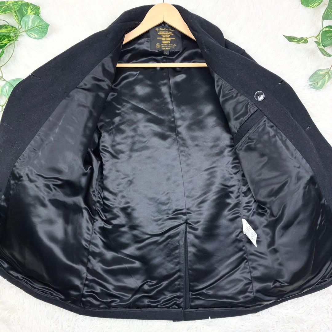 美品　フィデリティ　ユナイテッドアローズ別注　ウールメルトン　ピーコート　L　黒