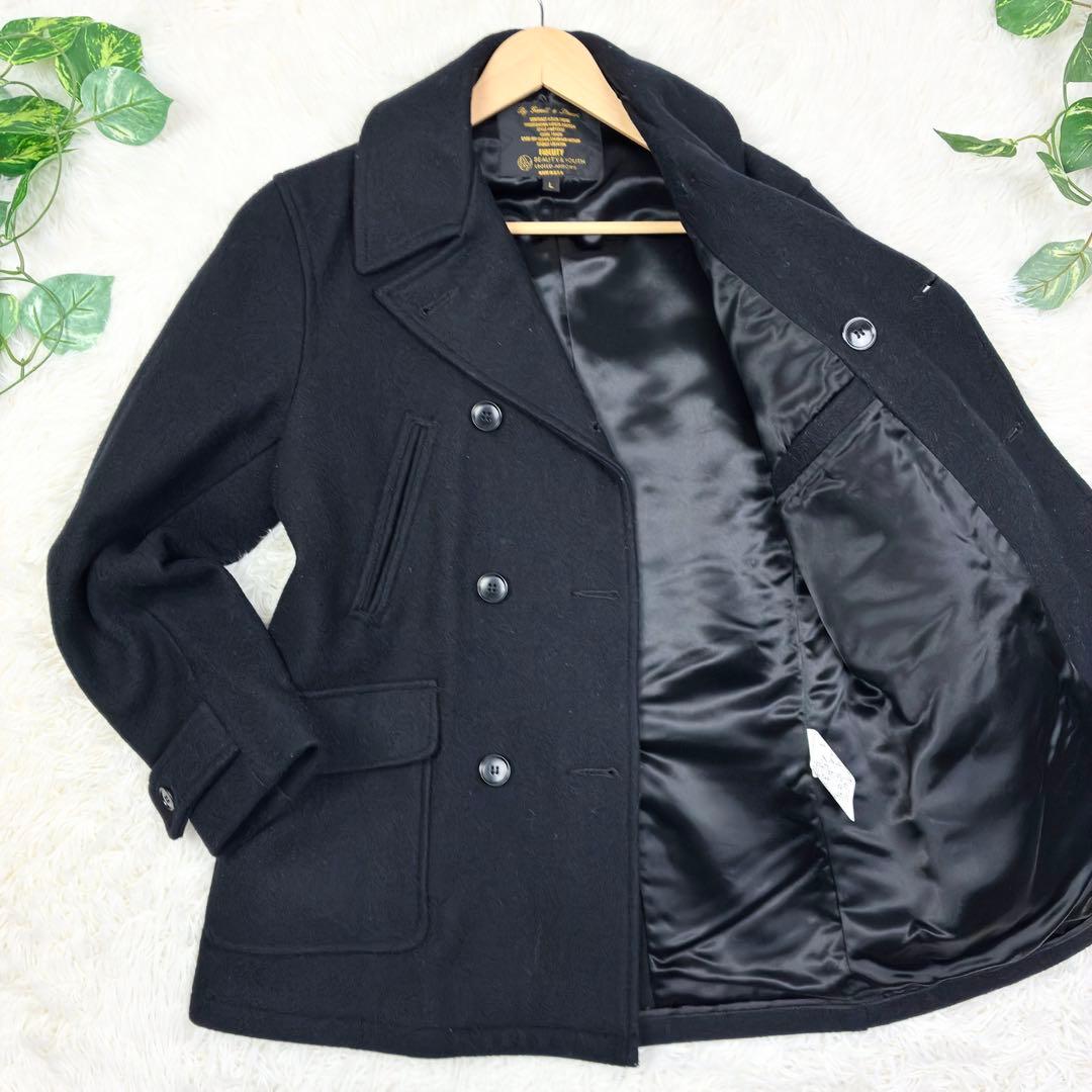 美品　フィデリティ　ユナイテッドアローズ別注　ウールメルトン　ピーコート　L　黒