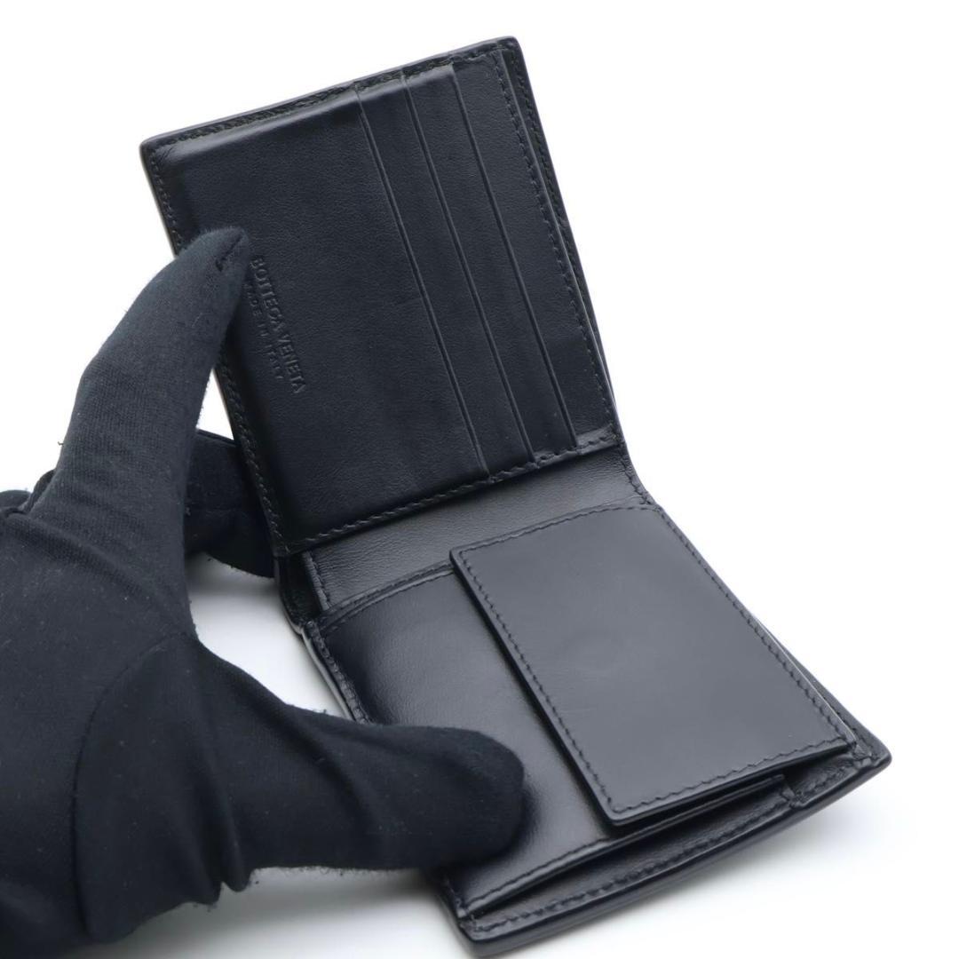 【超極美品】BOTTEGA VENETA カセット　二つ折り財布　黒