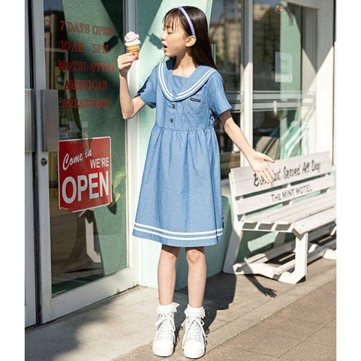 メゾピアノジュニアセーラーカラーワンピース