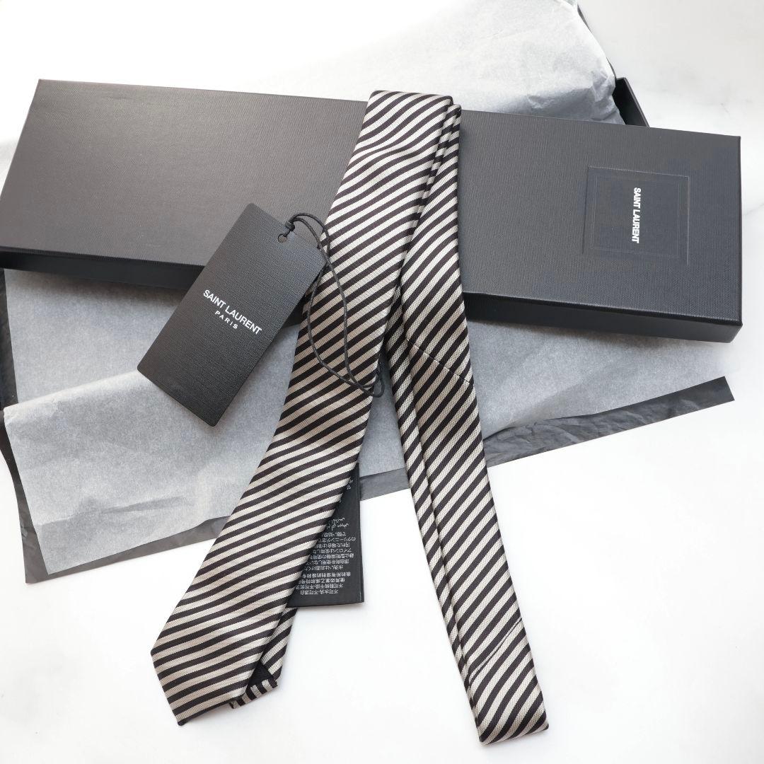 難あり未使用 サンローラン SAINT LAURENT ストライプ ネクタイ