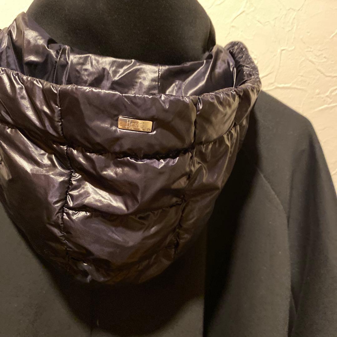 ピンクハウスヘルノコート　フード付き ポンチョ コート　黒