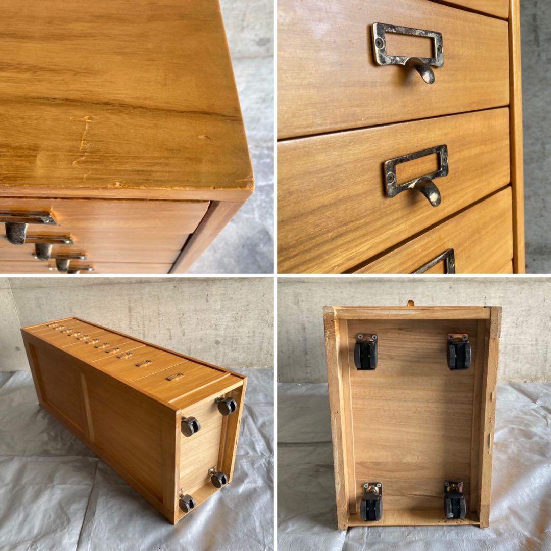 チェスト 多段 11段 引き出し キャビネット ワゴン 箪笥 キャスター付 木製