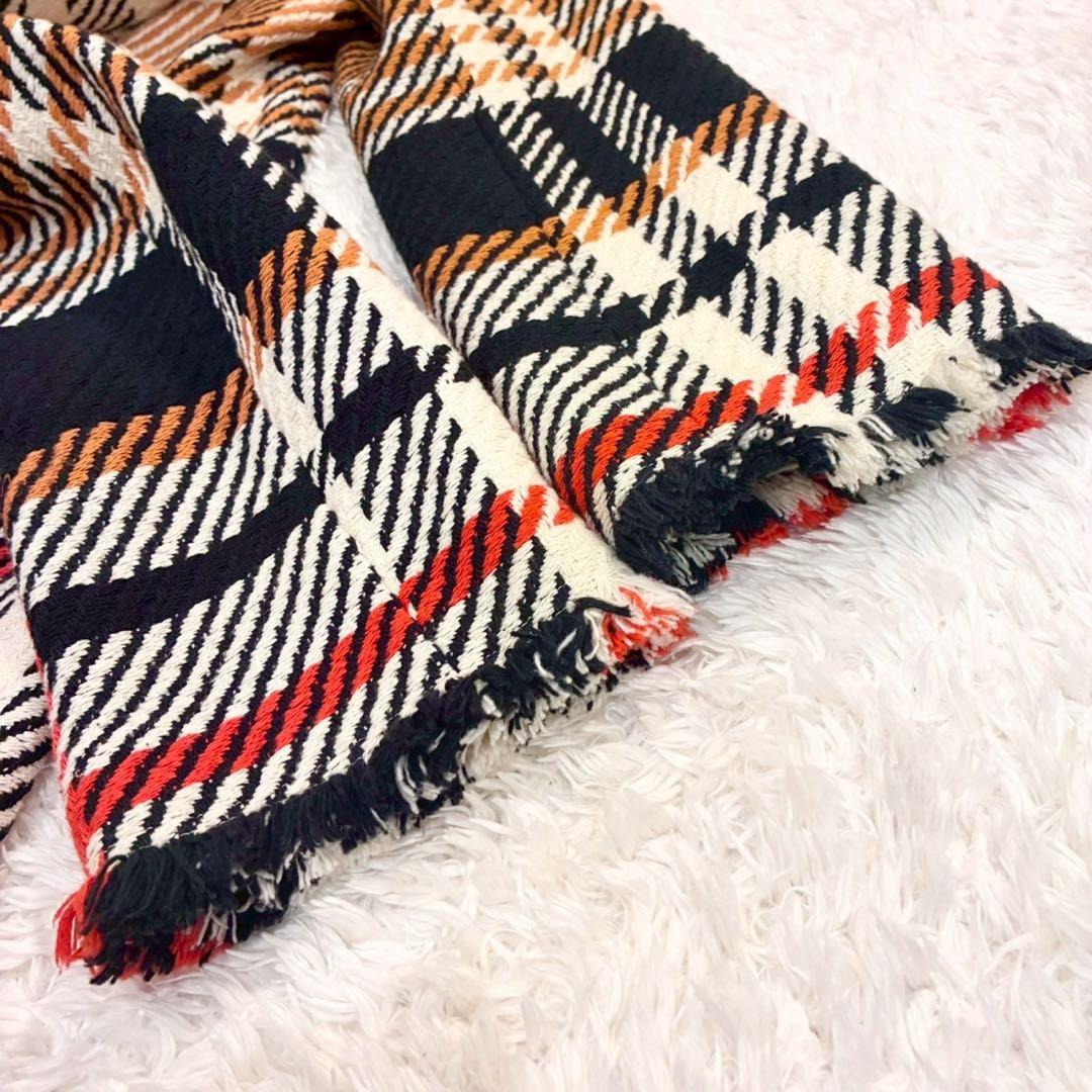 グレースコンチネンタル ロングコート 36 ツイード チェック フォックスファー