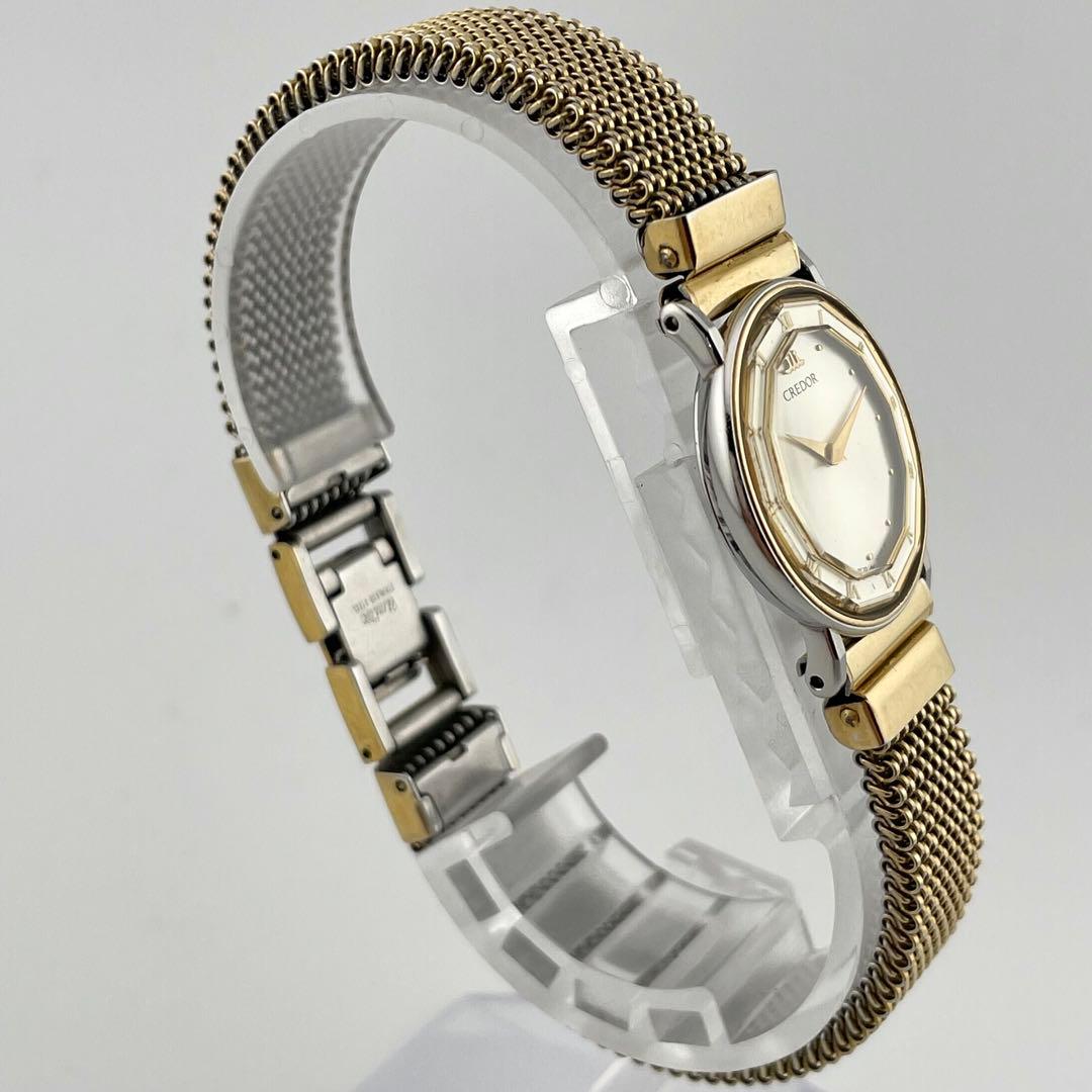 【稼働/18KT】クレドール　セイコー　腕時計　シェル文字盤　ドデカゴン　多角形