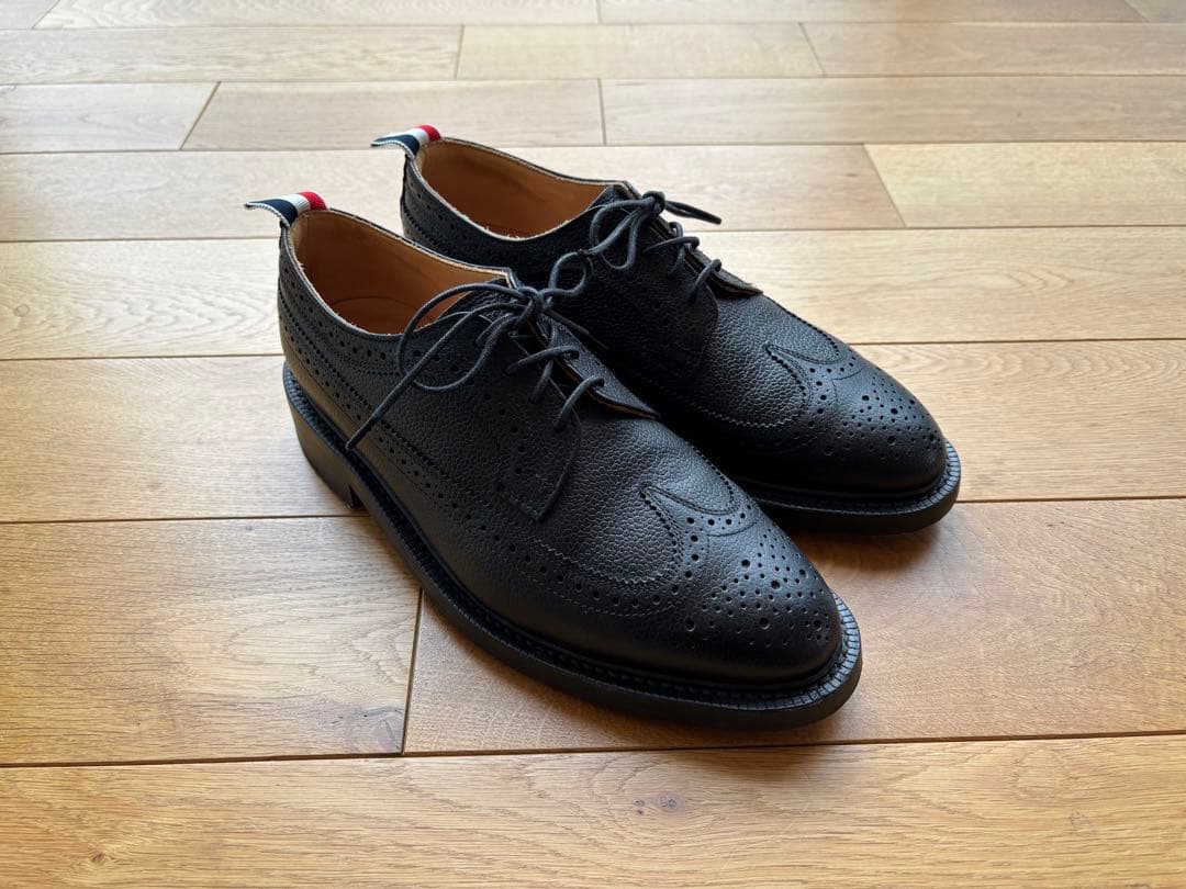 ★美品★Thom Browneレザーソール ロングウィングチップ ブローグ