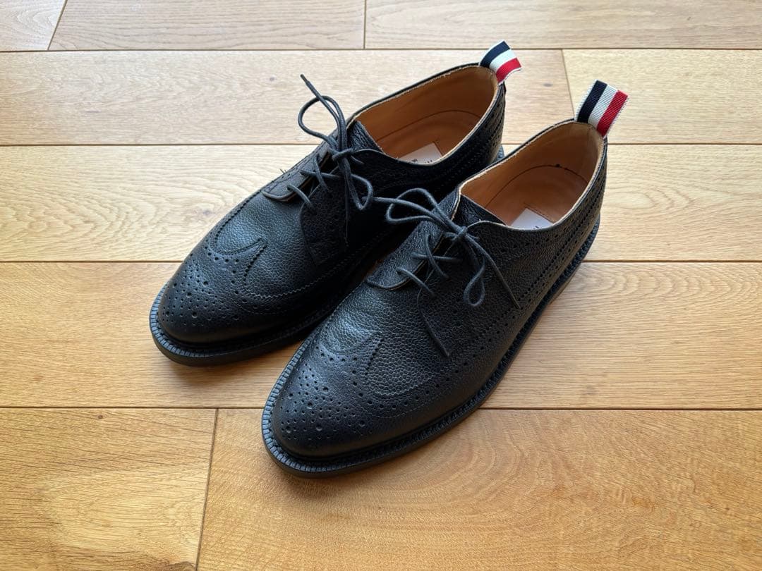 ★美品★Thom Browneレザーソール ロングウィングチップ ブローグ