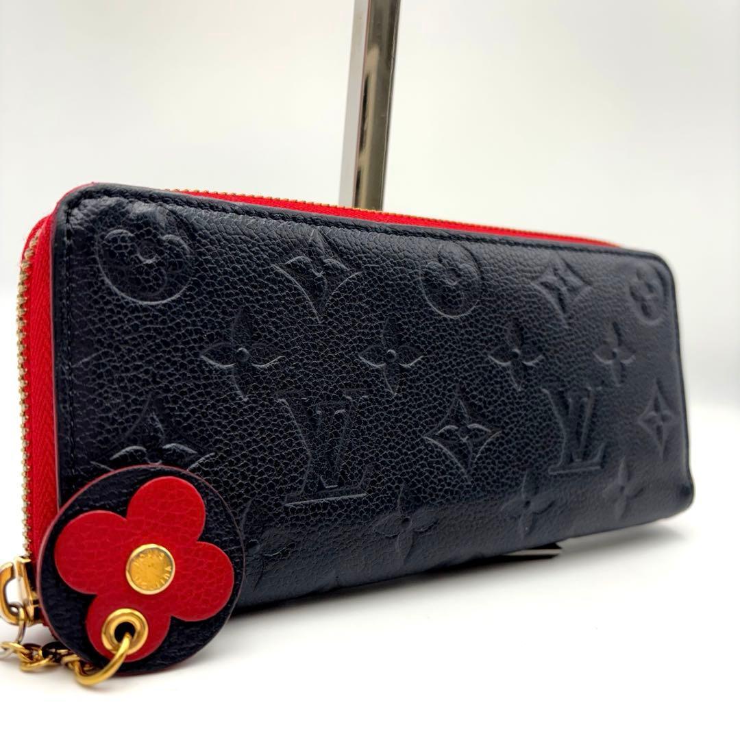 極美品 ルイヴィトン アンプラント ジッピーウォレット クレマンス フラワー 紺