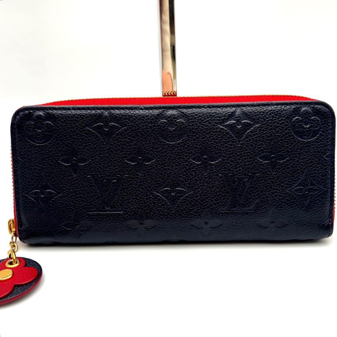 極美品 ルイヴィトン アンプラント ジッピーウォレット クレマンス フラワー 紺