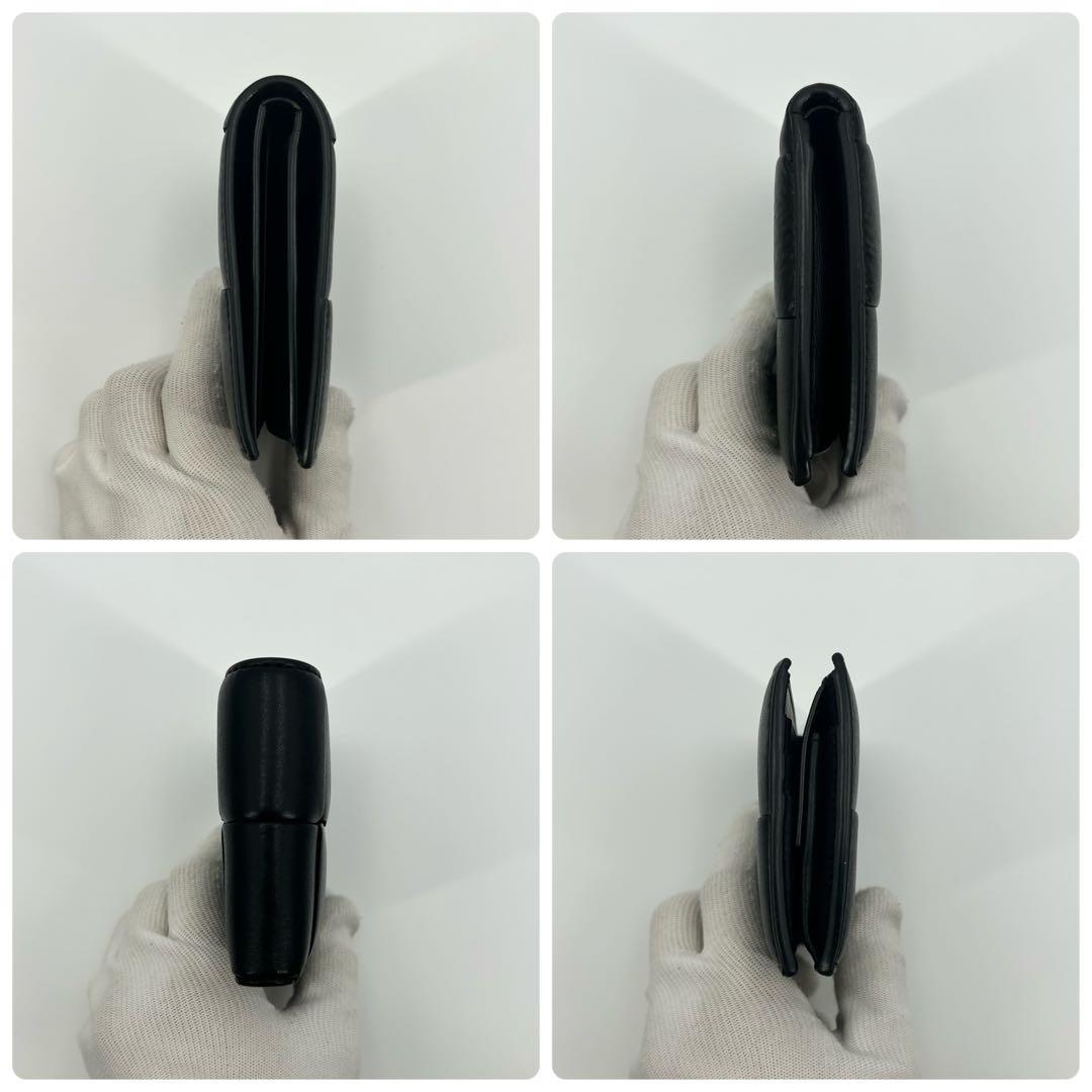 美品✨ボッテガヴェネタ　折り財布　カセット　レザー　ブラック　メンズ