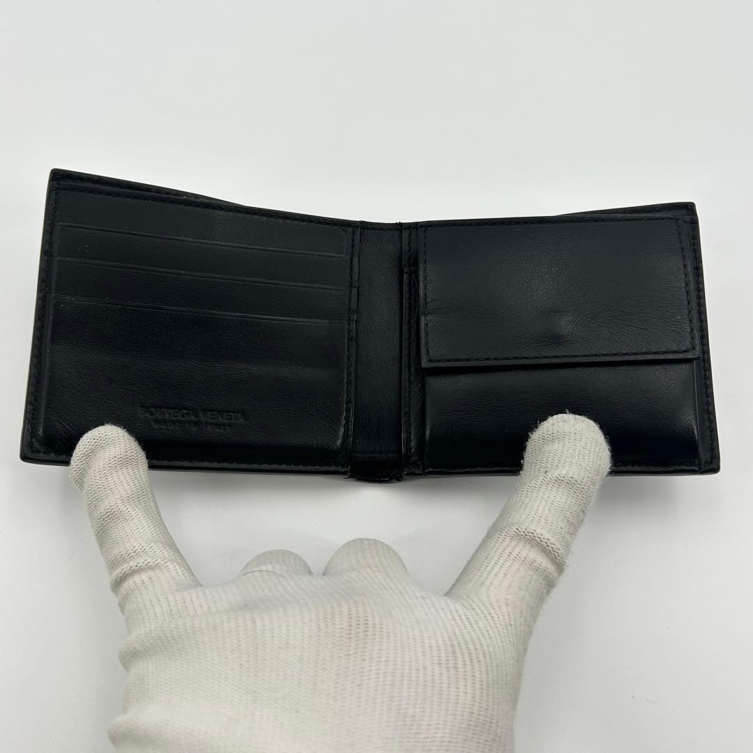 美品✨ボッテガヴェネタ　折り財布　カセット　レザー　ブラック　メンズ