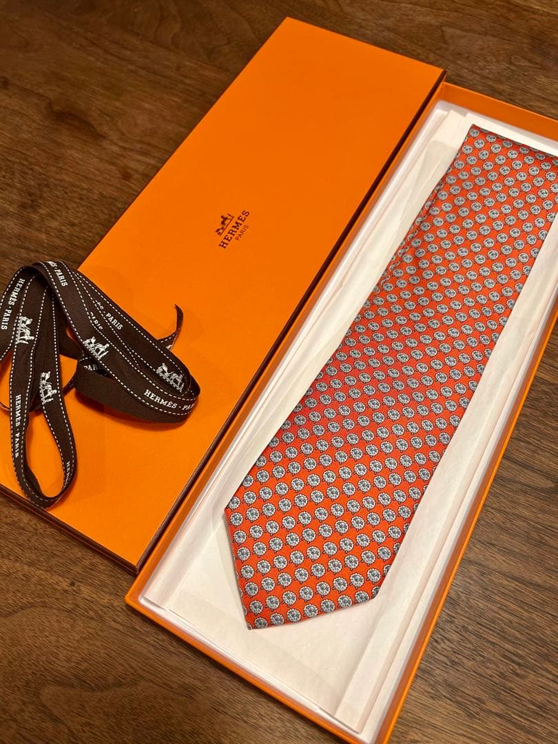 HERMES オレンジ ネクタイ　未使用品