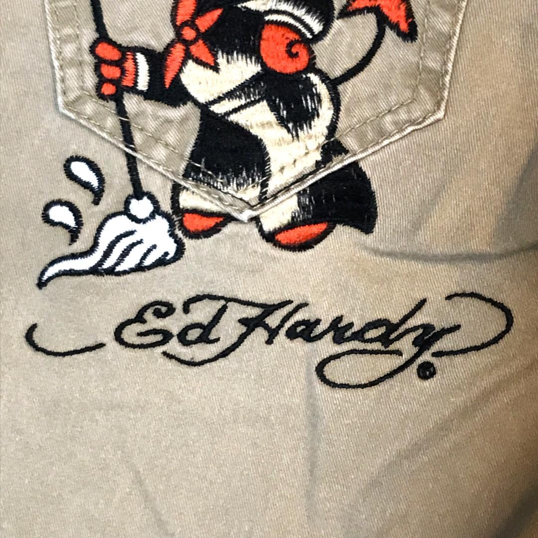 メンズ【美品 Red Pepper Ed Hardy】30 刺繍 チノ タトゥ