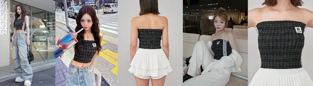 ダーリッチ darich リメイクライクチェックベアトップ ミニスカート GRN