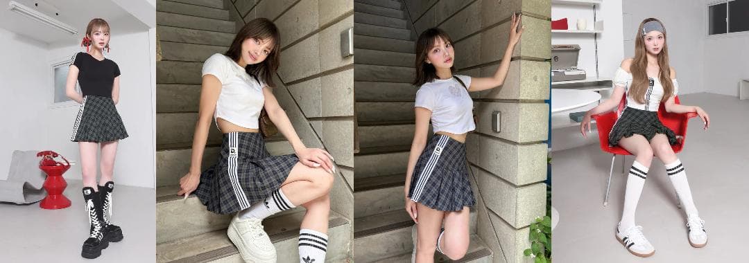 ダーリッチ darich リメイクライクチェックベアトップ ミニスカート GRN