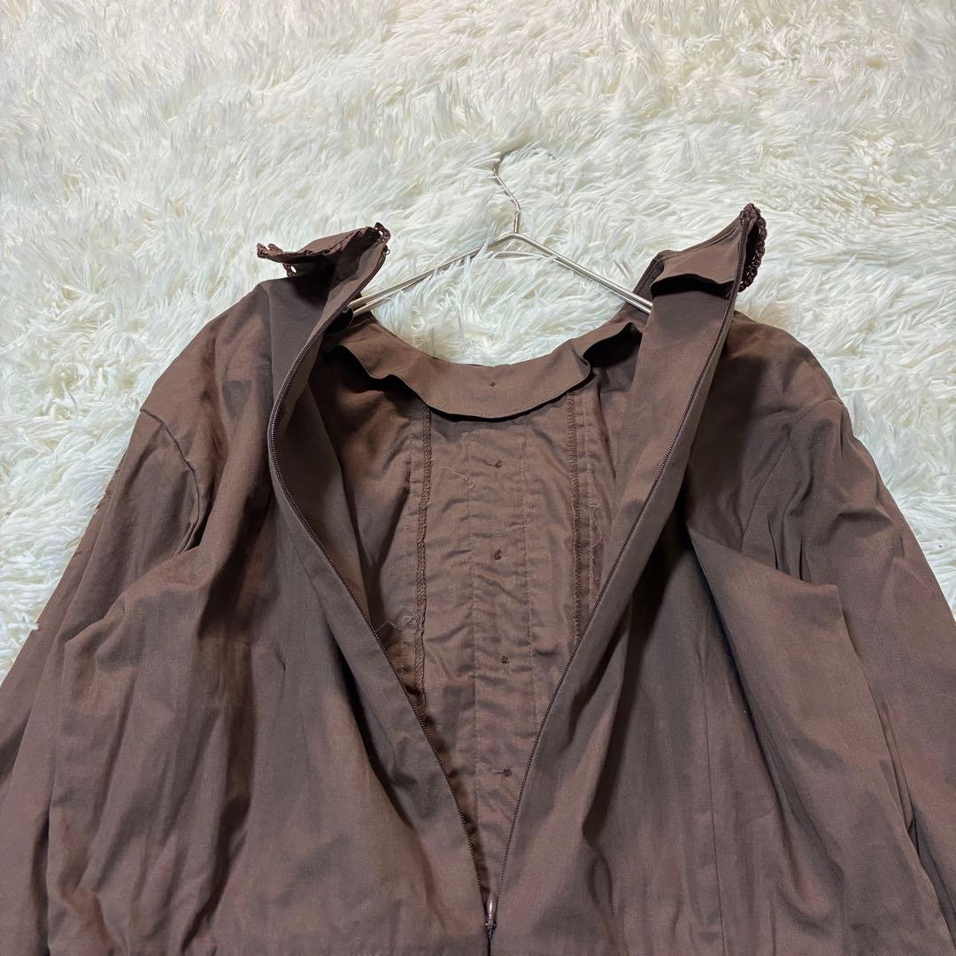 ストリートオルガン ロングワンピース M ブラウン フリル 襟 レトロ パーティ