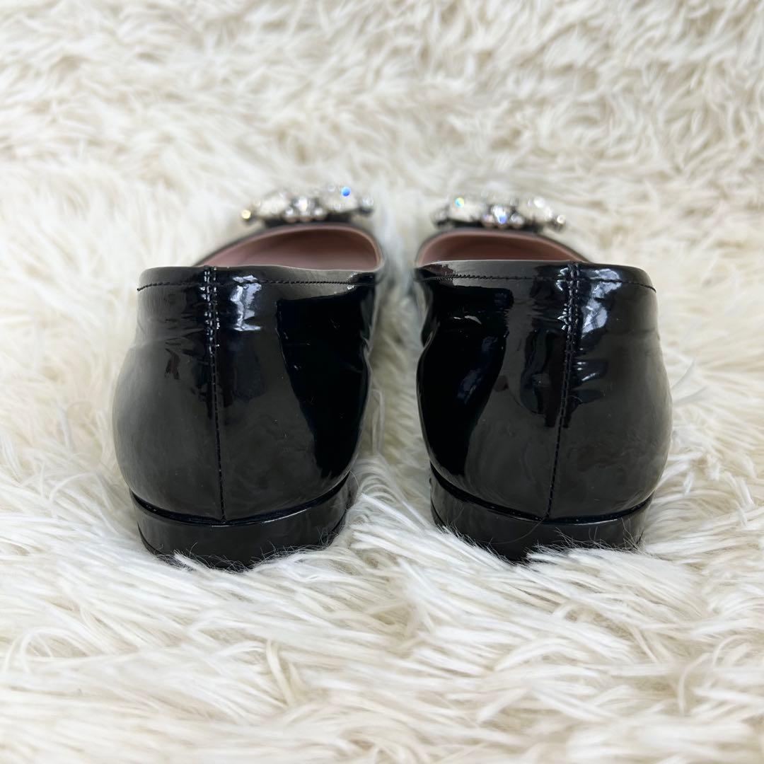 ✨希少✨MIU MIU エナメル フラットシューズ クリスタルビジュー