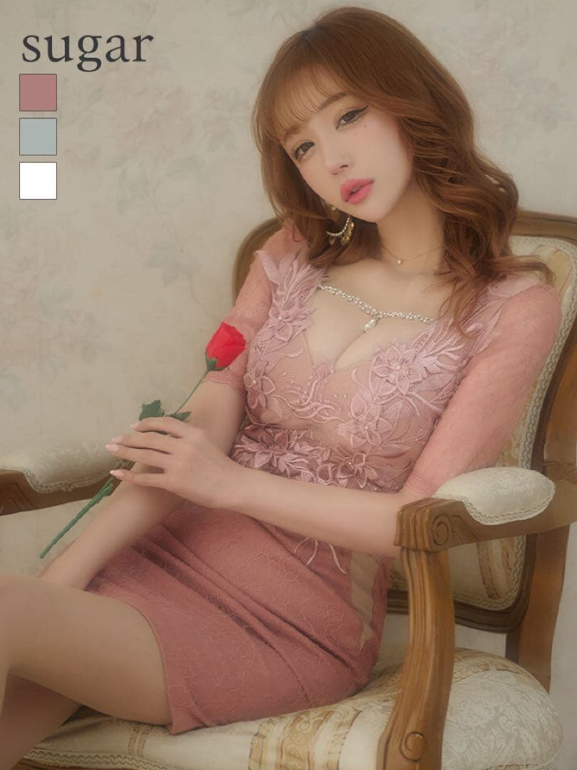 GL2908＊バストビジュー✖️刺繍シアードレスpkM