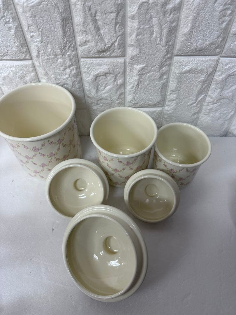 イマン imane 薔薇 キャニスター3点セット ローズ 廃番系　ホーロー