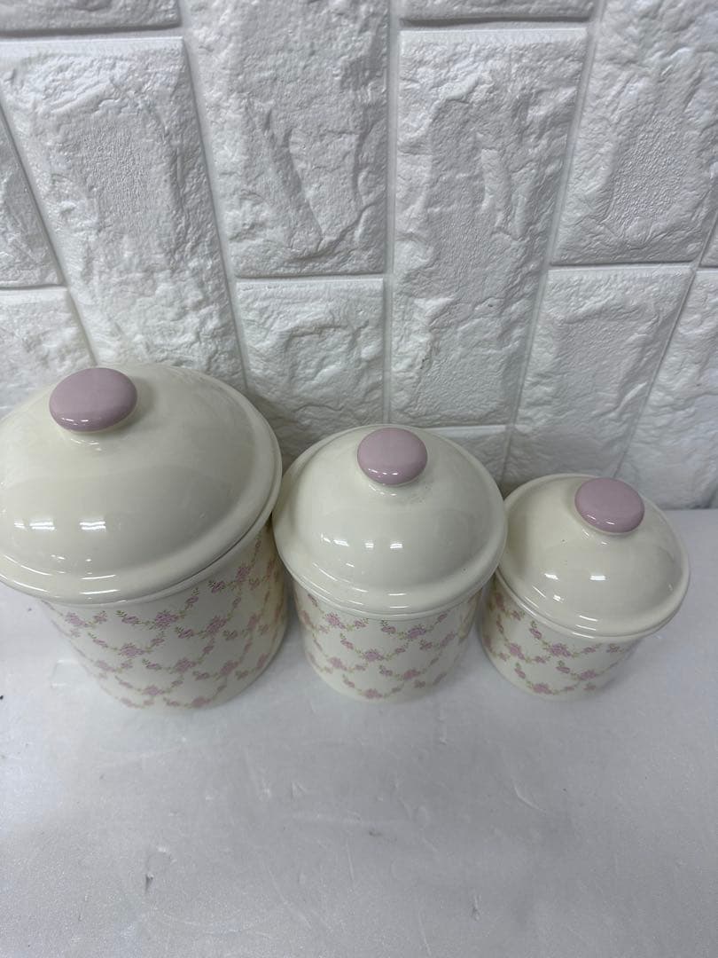 イマン imane 薔薇 キャニスター3点セット ローズ 廃番系　ホーロー