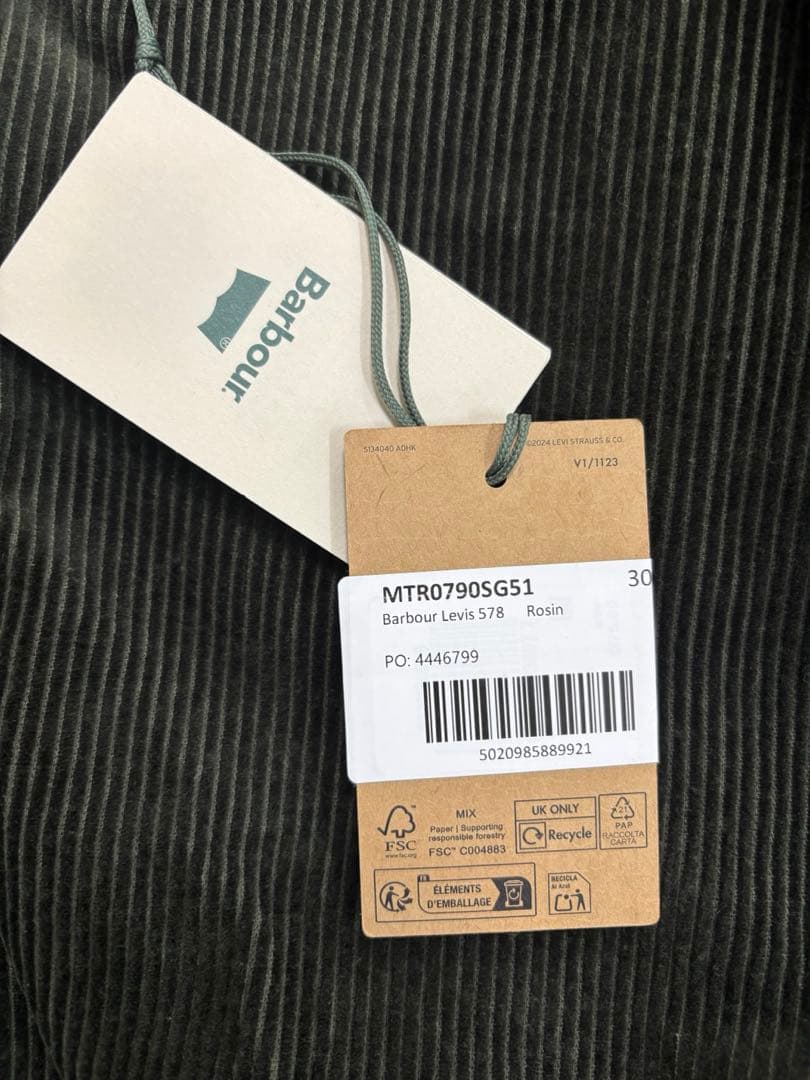 Barbour Levisコーデュロイパンツ W30 L32